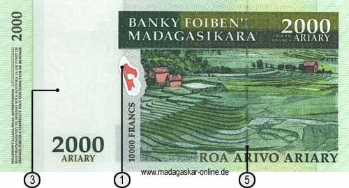 Rückseite des alten 2000 FMG Geldscheines